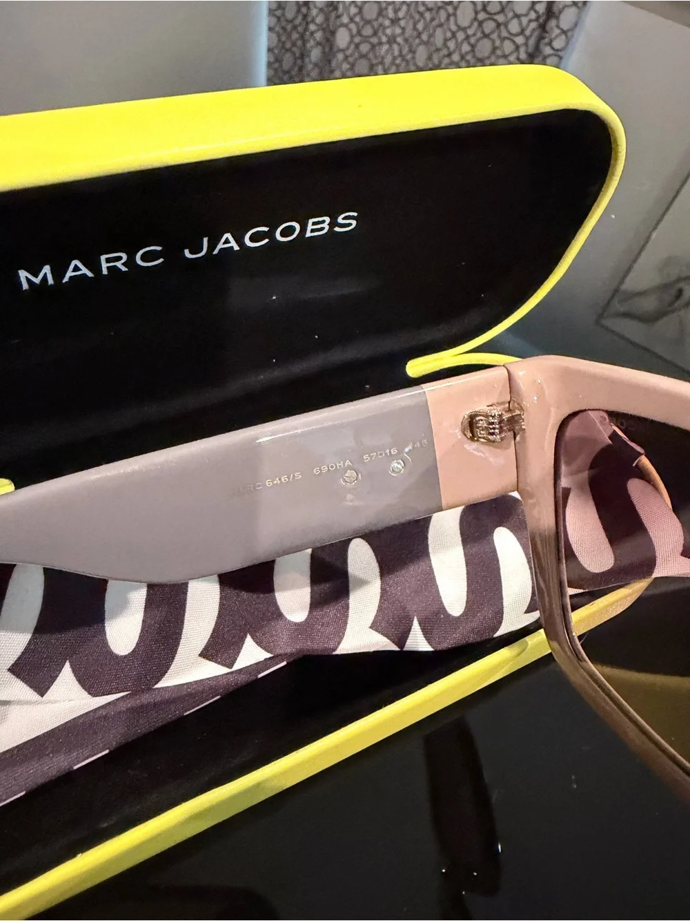 Marc Jacobs Tan Square Sunglasses with Brown Lenses